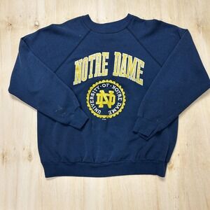 Vintage Notre Dame Fighting Irish Sweatshirt Mens XL Blue NCAA Football USA Made